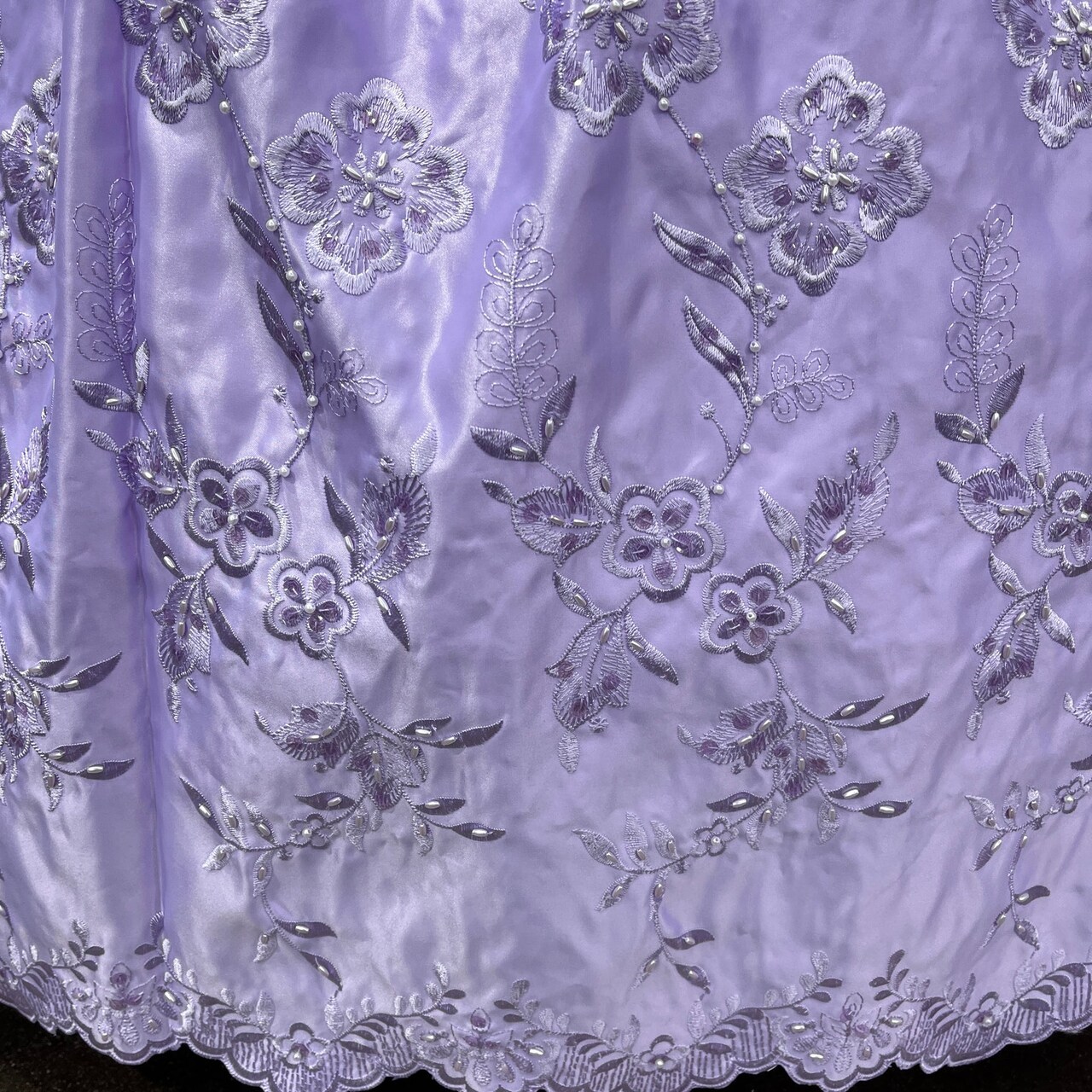 1 Yard Beaded Bridal Lace Fabric Embroidered on 100% Polyester Satin 54" Wide